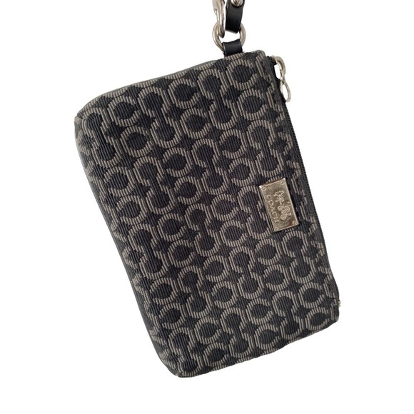 Coach Art Op Black & White Signature C Logo Leather Trim Wristlet Wallet - Picture 4 of 16